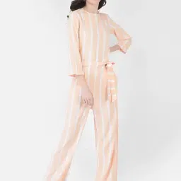Crimsoune Club Peach Striped Jumpsuit-image-60