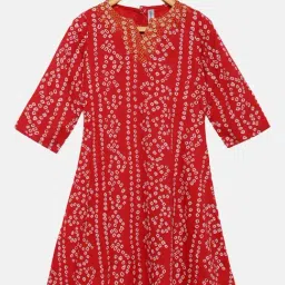 Kiddopanti Kids Red Printed Kurta-image-92