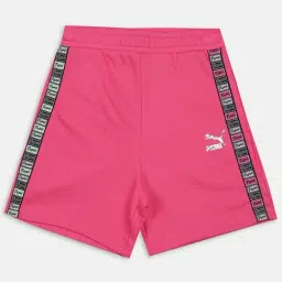 Puma Kids RULEB Glowing Pink Cotton Logo Shorts-image-45