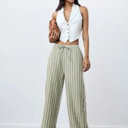 The Souled Store Green Cotton Striped Pants-picture-40