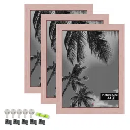 Art Street Pink Engineered Wood A4 Size Certificate & Document Photo Frames - Set of 3 image 2