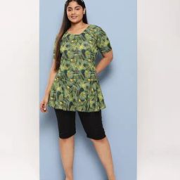 Aarika Green Nylon Printed Short Sleeves Swimsuit-image-92