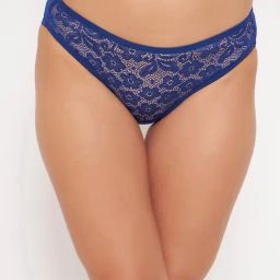 Clovia Blue Lace Regular Fit Solid Panties-image-77
