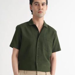 Rare Rabbit Olive Regular Fit Solid Shirt-image-60