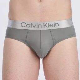 CALVIN KLEIN Grey Nylon Fitted Solid Briefs-image-91