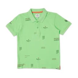 Pepe Jeans Kids Green Printed Polo T-Shirt-image-90
