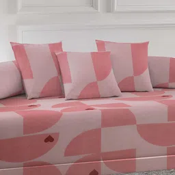 Arrabi 6-Pcs Peach-Color & Pink Printed Diwan Set image 2