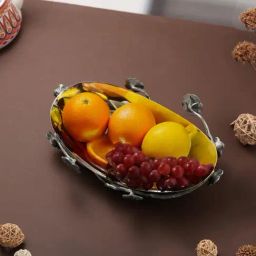 Troveas Silver Aluminium Botanical Curve Bowl-23