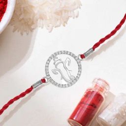Zavya Radiant Ganesh Ji with Cubic Zirconia Rhodium-Plated Sterling Silver Thread Rakhi for Him-image-86