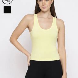 La Intimo Black & Yellow Inner Prankster Camisole (Pack of 2)-image-92