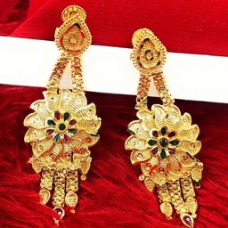 Anujeet Fashion Hub Gold Plated Contemporary Drop Earrings-47