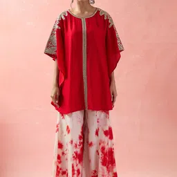 Samyukta Singhania Women Ethnic Embroidered Sequinned Top with Palazzos-image-25