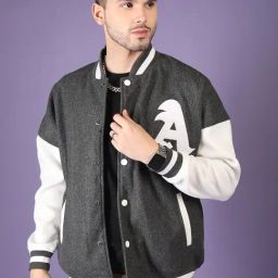 Chkokko Grey Relaxed Fit Colourblocked Bomber Jackets-picture-32