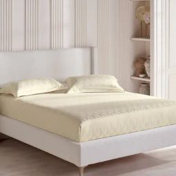DDECOR Live beautiful White Cotton Geometric 300 TC Double Flat Bedsheet with 2 Pillow Covers-34