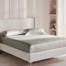 DDECOR Live beautiful Grey Cotton Geometric 300 TC Double Flat Bedsheet with 2 Pillow Covers-picture-14