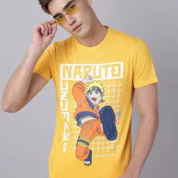 Free Authority Yellow Cotton Regular Fit Printed T-Shirt-picture-23