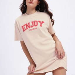 glitchez Sovereign Script Print Drop-Shoulder Sleeves Mini T-shirt Dress-image-12
