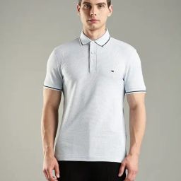 Tommy Hilfiger Breezy Blue Slim Fit Cotton Polo T-Shirt-image-32