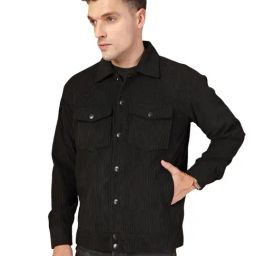 Chkokko Black Relaxed Fit Solid Jackets-image-59