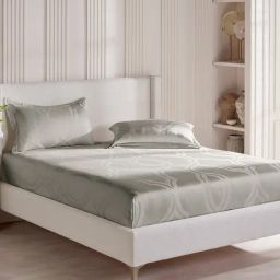 DDECOR Live beautiful Grey Cotton Ethnic 300 TC Double Flat Bedsheet with 2 Pillow Covers-image-73
