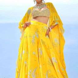 Foram Patel Embellished Crop Top & Palazzos With Waistcoat Co-Ords-picture-25