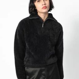 RAREISM Black Nylon Solid Long Sleeves Sweater-10