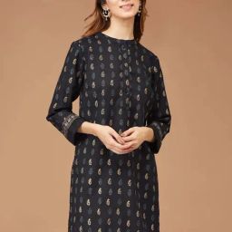 Fabindia Black Printed A Line Kurti-image-85