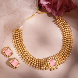 Rubans Pastel Pink Sapphire Beads Necklace & Earring Sets-picture-23