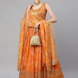 DIVINE EXIM Embroidered Sequinned Semi-Stitched Lehenga & Unstitched Blouse With Dupatta-picture-21