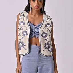 The Missy Co. Blue Embroidered Waistcoat-image-97