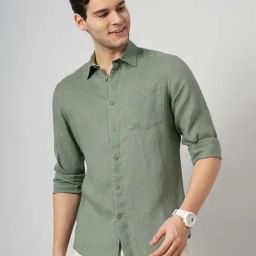 celio* Green Regular Fit Linen Shirt-image-75