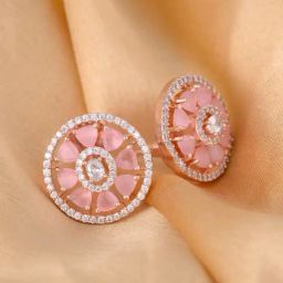 Saraf RS Jewellery Floral Studs AD encrusted small earrings-20
