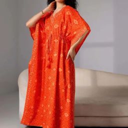 Libas Orange Cotton Printed Kaftan-image-50