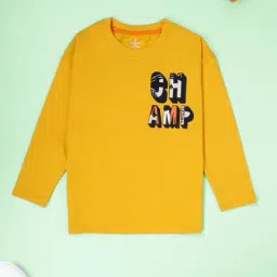 KiddoPanti Boys Yellow Cotton Printed T-Shirts-picture-7