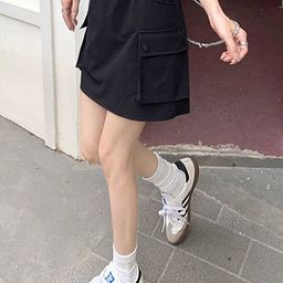 Outzidr A-Line Mini Side Pocket Skirt-picture-22