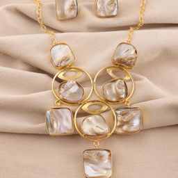 OZANOO Gold-Plated Mother Of Pearls Jewellery Set-40