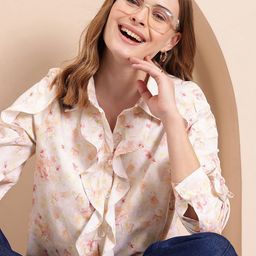 Mast & Harbour Floral Print Ruffled Shirt Style Top-image-23