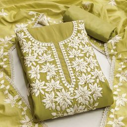 SAINOOR Embroidered Pure Silk Semi-Stitched Dress Material-image-45