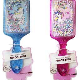 Asera Cute Unicorn Theme With Glittery Rectangular Hair Brush Pack Of 2 - Blue & Pink-18