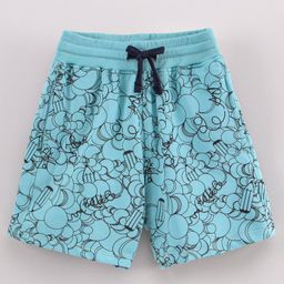 Doreme Knee Length Cotton Shorts Abstract Print - Blue-image-91