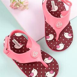 Babyoye Flip Flops Bird Print - Maroon-image-97
