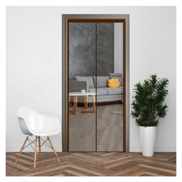 Evafly Mosquito Net for Door Polyester Magnetic Curtain Auto Closing Insect Screen for All Door Types with Self Adhesive Hook Tape 205X90 - Brown-image-6