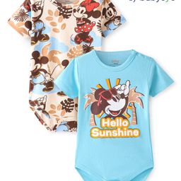 Babyoye Disney Interlock Half Sleeves Onesies With Mickey Mouse Print Pack of 2 - Multicolour-image-99