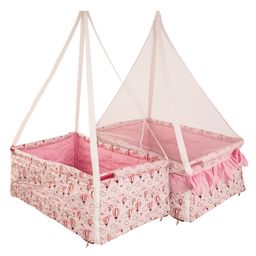 BAYBEE Flora Cotton Baby Hanging Cradle for New Born Baby, Baby Cradle with Mosquito Net & Spring | Cotton Baby Swing Cradle Jhula for Baby | Hanging Cradle for Baby - Pink-15