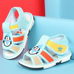 Cute Walk by Babyhug Velcro Closure Sandal with Penguin Applique - Blue-image-17