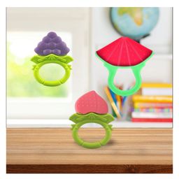 Joy Buzz Fruit Shape Teether (Set of 3) | Soft & Safe Fruit-Shaped Baby Teether | BPA-Free Silicone | Multi-Colour Teething Toy for Infants (Blue & Peach & Red)-27