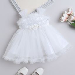The Magic Wand Sleeveless Sequins Embellished Floral Embroidered & Applique Detailed Dress - White-image-89