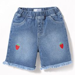 Mark & Mia Denim Knee Length Shorts with Strawberry Embroidery - Blue-image-97