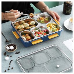 SANJARY 5 Compartment Lunch Box with Bag Leakproof Reusable Freezer Safe Stainless Steel Portion Snack Containers for Adults and Kids color design may vary-image-55