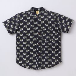 Aww Hunnie Cambric Woven Half Sleeves Elephants Printed Shirt - Black-picture-23